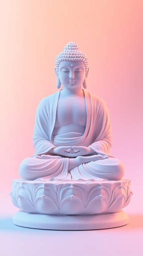 释迦摩尼白色佛雕像图片